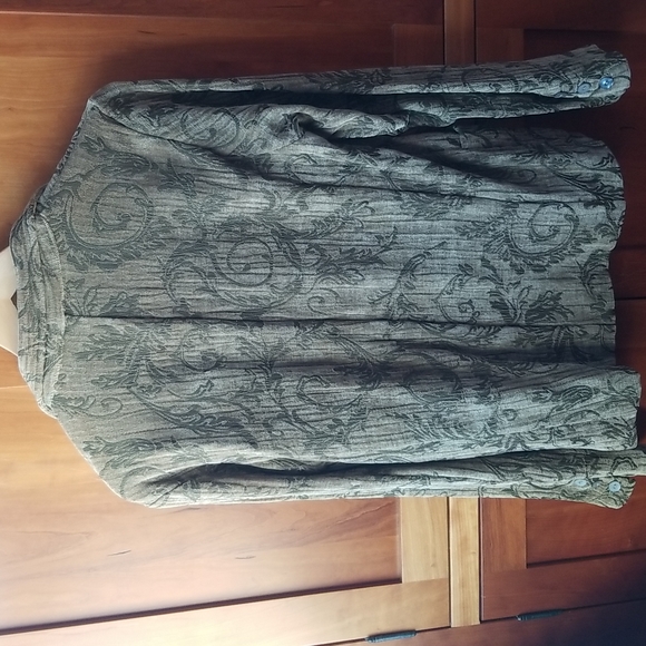 Chico's brocade jacket, gold and golden olive, size 1 - Picture 2 of 5